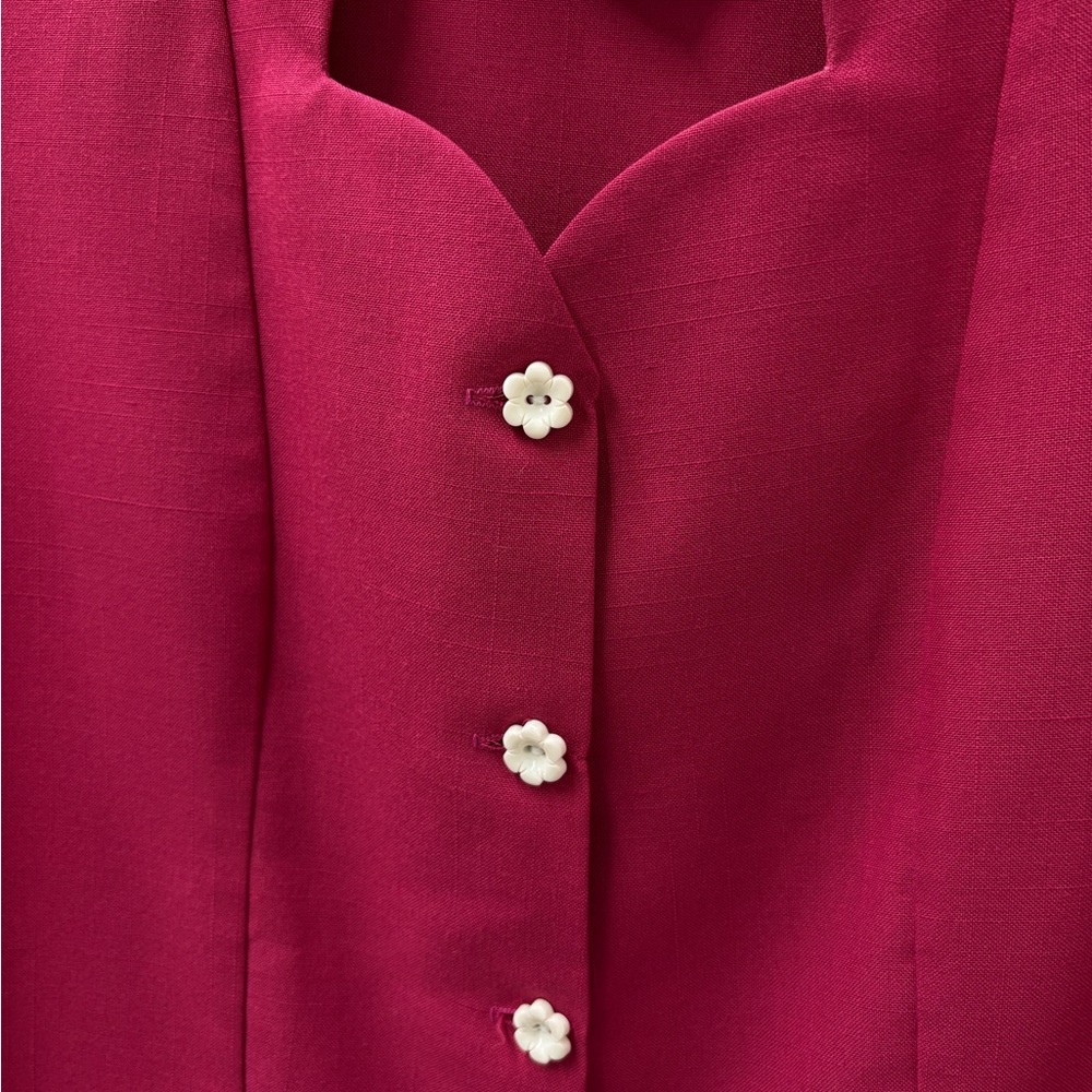 Vintage Handmade Fuchsia Short Set with Floral Buttons - Picture 9 of 11
